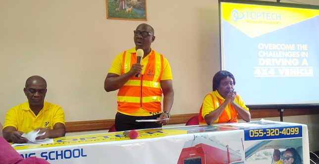 Mr Cecil Ebow Garbrah, the Executive Director, toptech, addressing the journalists at the launch of the off-road driving festival in Accra