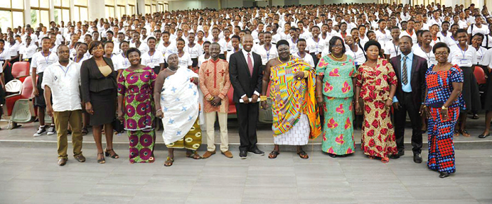  Dignitaries who attended the opening ceremony with some of the students in Kumasi
