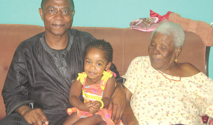   My mum (Torna), with  me and my daughter, Kekeli,  —  so three generations