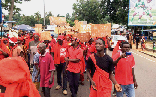 Three Volta Region communities stage protest over bad roads