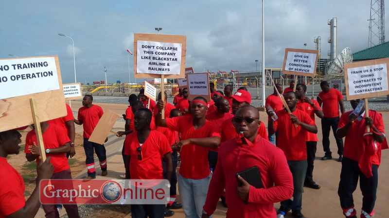 Ghana Gas workers demonstrate, Management says it’s illegal