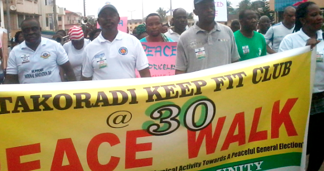 Keep Fit clubs walk for peace in Takoradi