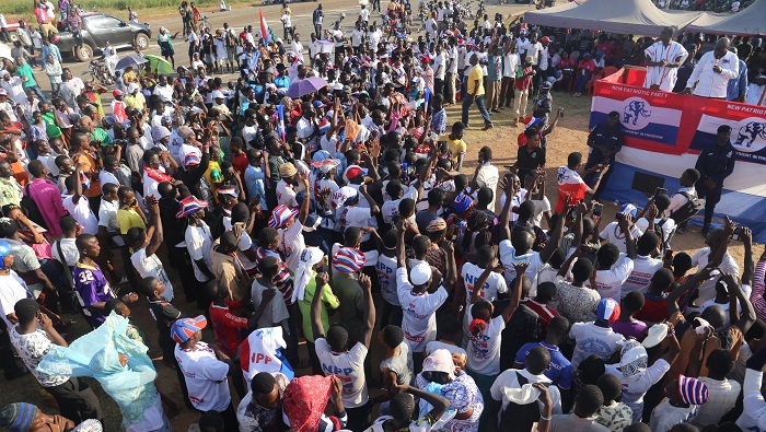 Nana Akufo-Addo addressing supporters of the NPP at Seikwa in the Tain Constituency.  Picture: SAMUEL TEI ADANO