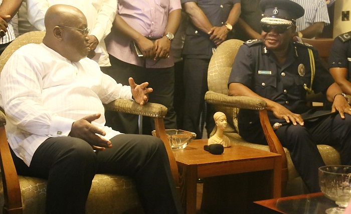 President-elect Nana  Addo Dankwa Akufo-Addo (left)  interacting with Mr John Kudalor, at their meeting yesterday. Picture: SAMUEL TEI ADANO
