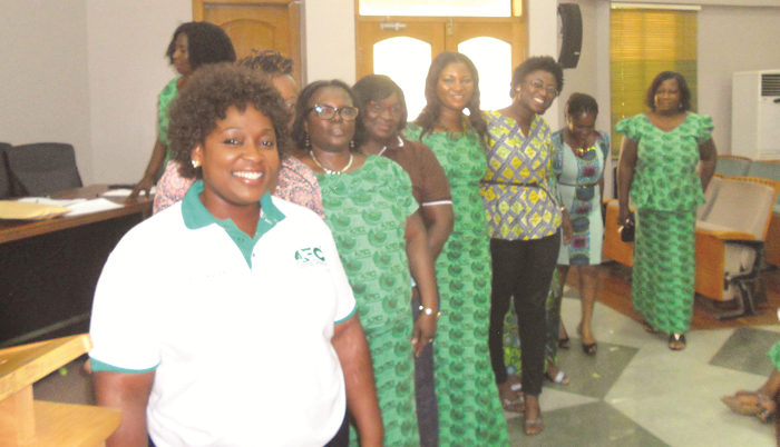 Mrs Rosemary Adjei (left), the new President for National Forestry Ladies Commission Association, with the newly elected executive. Picture: ESTHER ADJEI