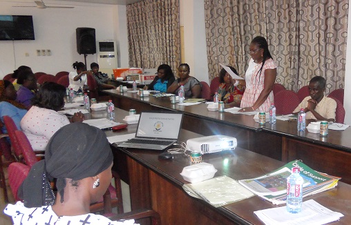 Mrs Joana Ampomah Nkansah addressing the Child Protection Committee meeting. Picture: ESTHER ADJEI