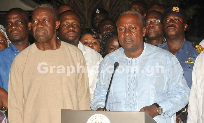 President John Dramani Mahama delivering his concession speech at his residence