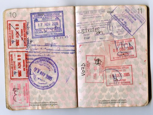Stamps in an African passport.  Photo: Jon Rawlinson/Wikimedia