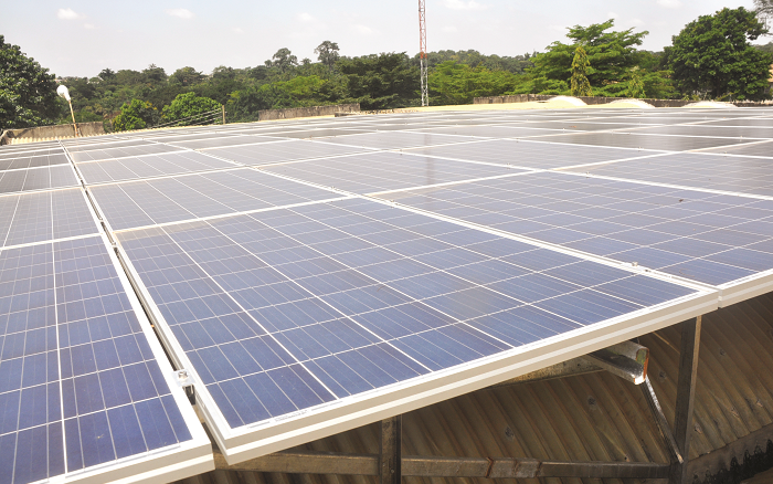 The 20-kilowatt capacity solar panel mounted on the rooftop of the CSIR-BRRI building at Fumesua.