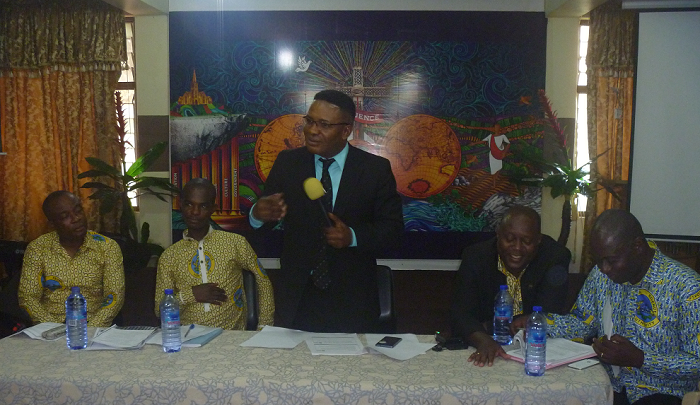  Mr Ben Acquaye-Hutchful (middle) giving a speech on the overview of Revenue Act 915