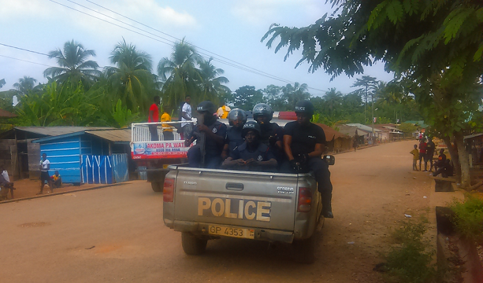 Some personnel of the Ghana police service on patrol