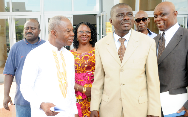 Dr  Edward Nasigre Mahama (left), the flag bearer of PNC, and some party supporters at the Accra High Court, Accra. Picture: EMMANUEL ASAMOAH ADDAI