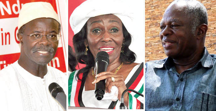 Dr Papa Kwesi Nduom — PPP, Nana Konadu Agyeman Rawlings — NDP, Dr Edward Nasigiri Mahama — PNC