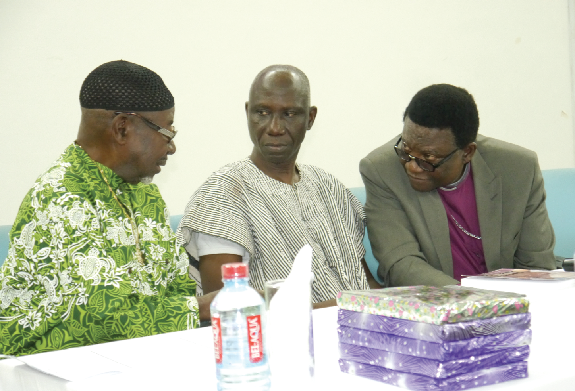 Mr Kofi Bentum Quantson (left), Mr Ebo Whyte and Most Rev. Professor Emmanuel Asante at the event