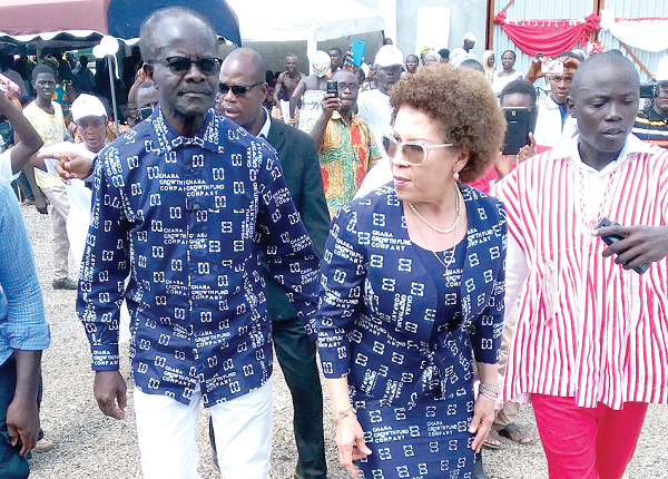Dr Papa Kwesi Nduom and his wife arriving to inaugurate the factory
