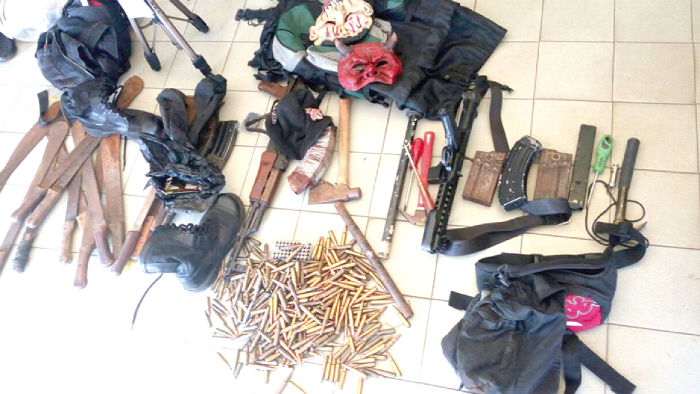 Some of the guns and ammunition seized by the police