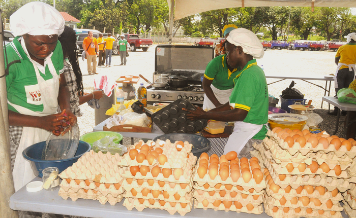  Some caterers busily preparing food with eggs on the occasion of the World Egg Day in Accra. Picture: GABRIEL AHIABOR