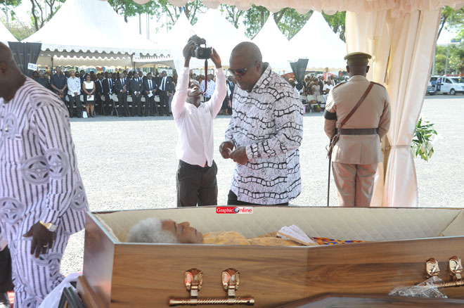 President Mahama filing past the late Mary Grant