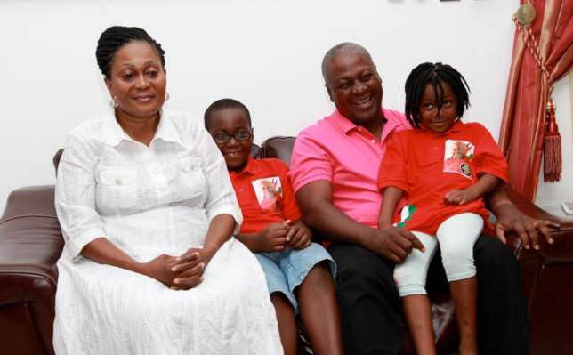 LIBRARY PHOTO: President John Dramani Mahama with wife Lordina and two of their children
