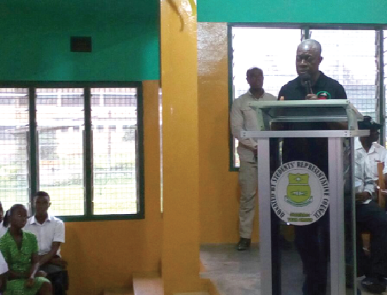 Vice-President Amissah-Arthur addressing teacher trainess of the Assin Fosu College of Education