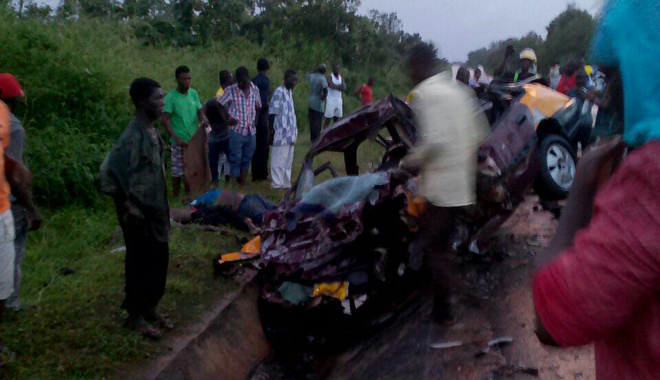 The accident scene at Nante near Kintampo where four people died on Sunday evening