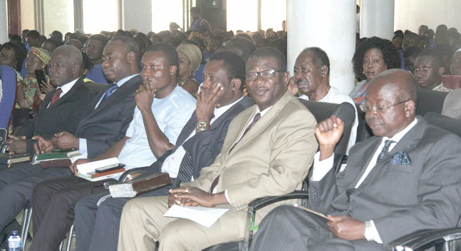 Reverend Professor Kingsley E. Larbi (right), Pastor Dan Nii Teiko Tackie (second right), Professor Anim (third right) and some members of the congregation during the conference