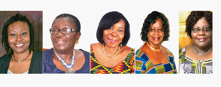 (From left) Mrs Angela Dwamena Aboagye,  Mrs Dorcas Coker-Appiah,  Ms Eva Lokko,  Mrs Jane Amavi Kwawu and  Professor Henrietta Joy Mensa-Bonsu
