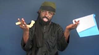 Shekau, seen here in a video last year, said he was in a "happy state"