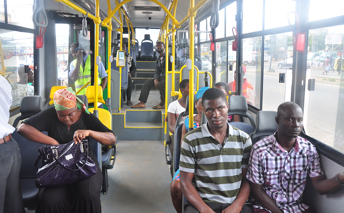  Some passengers on one of the buses. Picture: SAMUEL TEI ADANO