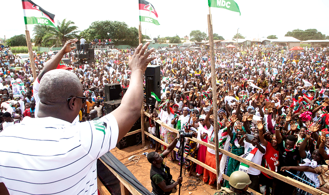 President Mahama acknowledging cheers from party supporters