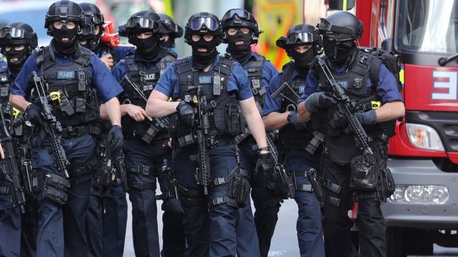 Counter-terrorism police are at the scene of the attack on Sunday morning. GETTY IMAGES