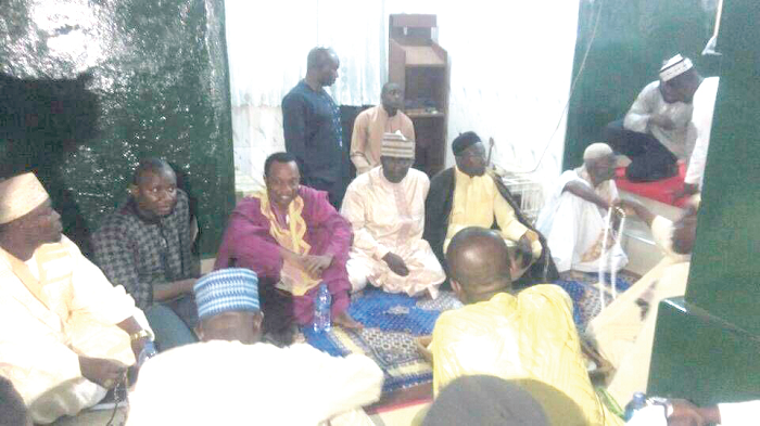 • Vice-President Dr Mahamudu Bawumia (arrowed) in the company of some Muslim leaders at the Sunyani Central Mosque during the visit