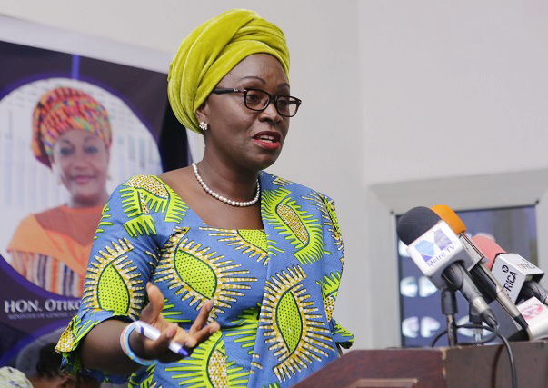 Ms Gifty Ampofo Twum,Deputy Minister of Gender, Children and Social Protection  delivering her address at the press briefing