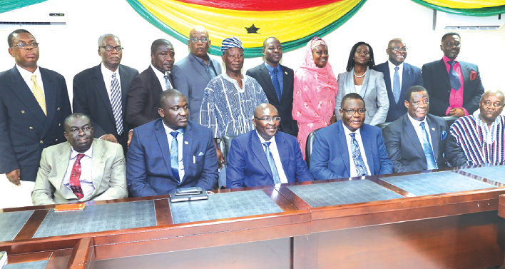 Vice President Mahamudu Bawumia (seated middle) with the board members of the Ghana Road Fund in Accra