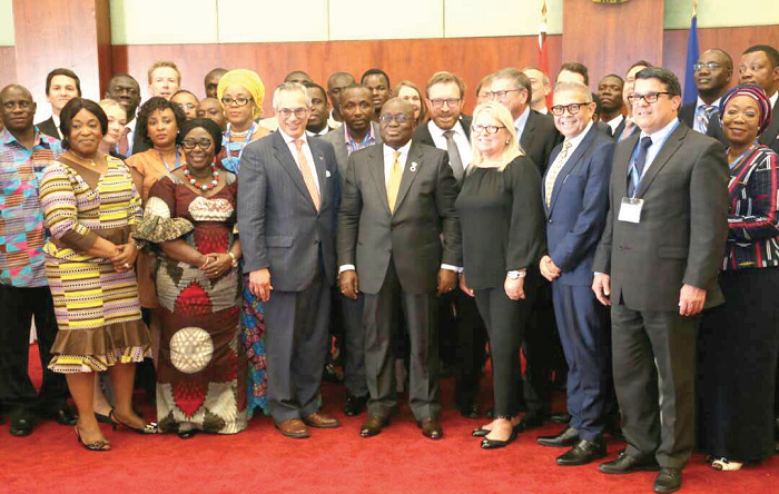 President Akufo-Addo with some members of the IDU and other officials after the meeting.  Picture: Samuel Tei Adano