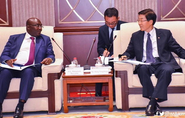 Vice President, Dr Mahamudu Bawumia holding discussions with Mr Liu Liange in Beijing, President of the China Exim Bank during their meeting