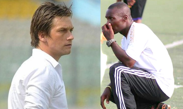 Coach Tom Strand (left) — Signed mid-season to rescue Olympics’ campaign andEdward Odoom — Tema Youth coach