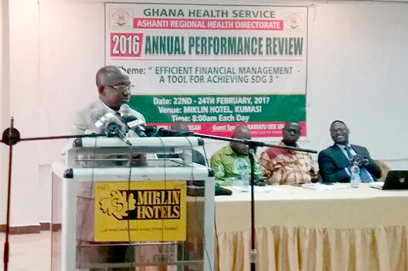 Mr Simon Osei Mensah speaking at the 2016 Ashanti Regional Health Performance Review