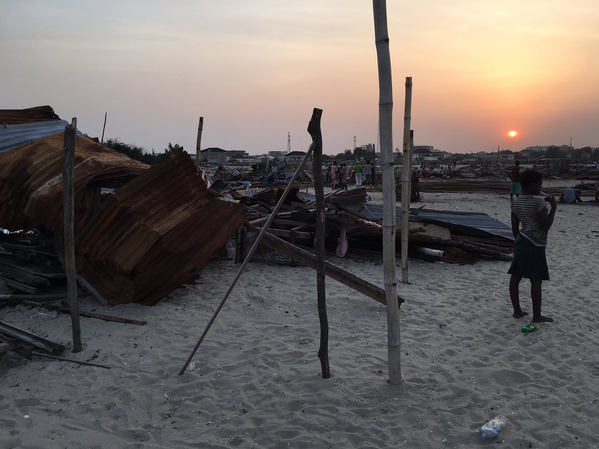 As sun sets on #OtodoGbame, thousands of newly homeless search for where to sleep. This is #Lagos.This picture was shared by JEI