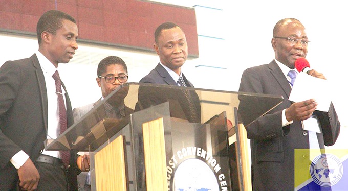 Prophet James Osei Amaniampong (right) and other church leaders