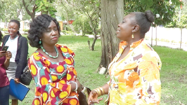  Mrs Gifty Twum-Ampofo (left), the MP for Abuakwa North, chatting with Mina Mensah (right), Regional Co-ordinator, Commonwealth Human Rights Initiative. Picture: INNOCENT K. OWUSU