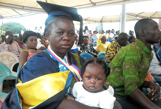 Ms Lamisi and her baby at the graduation