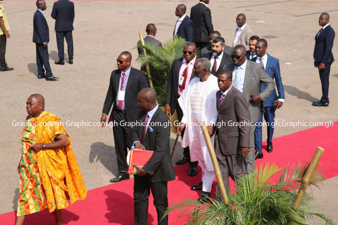 The three Johns; other dignitaries at Ghana@60 parade. PICTURES BY ISAAC YEBOAH