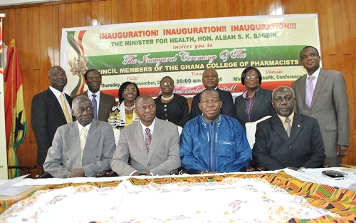 File photo : The eleven-member Council of the Ghana College of Pharmacists in a group photograph with