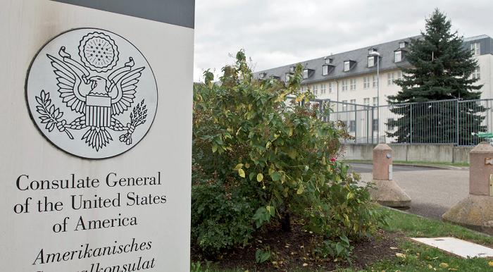 US consulate in Frankfurt, Germany is home to a ‘sensitive compartmentalised information facility’, according to the leaked documents. Photograph: Boris Roessler/AP