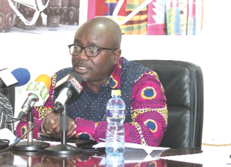  Mr Akwasi Agyeman (INSET), Chief Executive Officer, Ghana Tourism Authority, explaining a point to some journalists after the launch of the Jollof Rice Festival in Accra