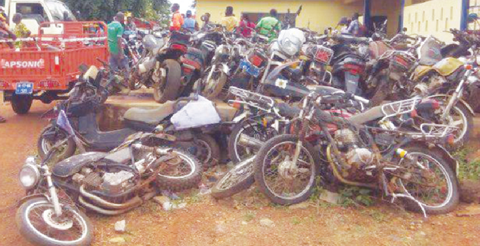 Some of the seized motorbikes 