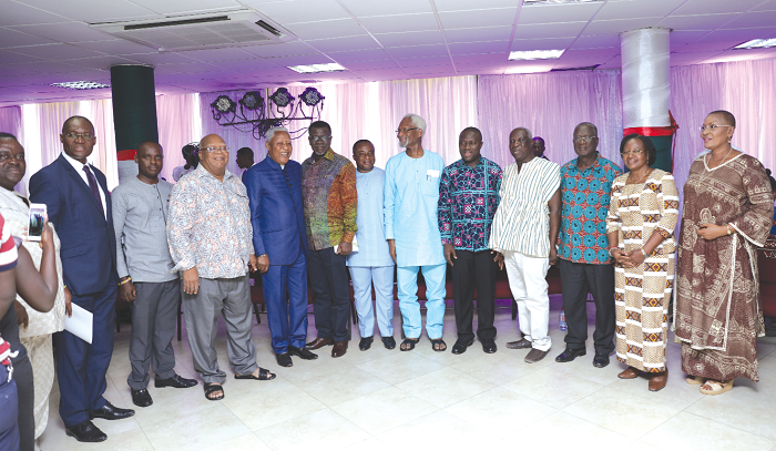 Mr Mohammed Adjei Sowah (5th right), with Dr Mensah Otabil (5th left), the General Overseer of International Central Gospel Church, some former mayors of Accra and other dignitaries  Picture: ESTHER ADJEI