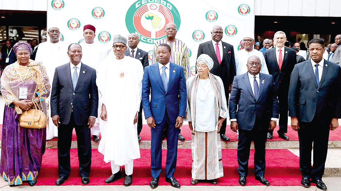 The ECOWAS leaders after the summit in Abuja, Nigeria