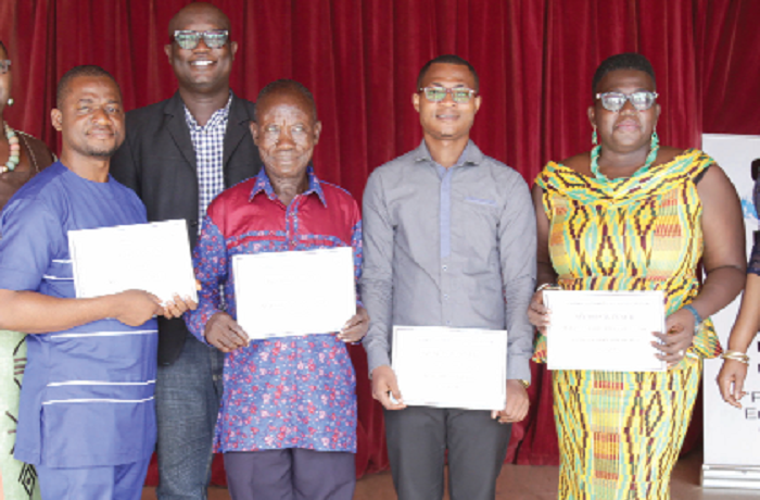 The Graphic award winners. From left: Seth G. Bokpe, Korbla Dotse Aklorbortu, Samuel Kyei-Boateng, Zadok K. Gyasi and Hadiza Nuhhu-Bila Quansah